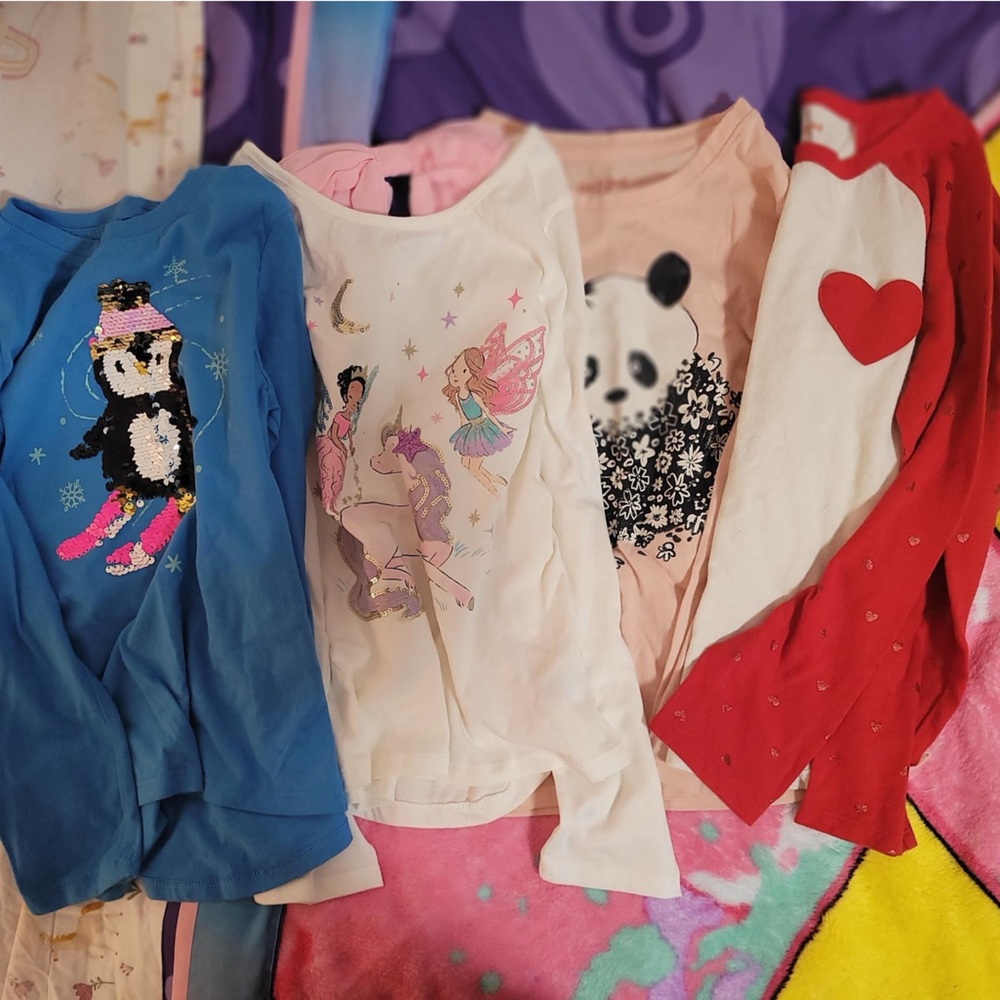 Cat & Jack Kids Long Sleeve Tops - Red, Pink, White, Blue